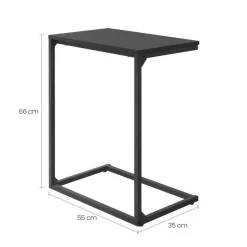Merkloos Bijzettafel - Koffietafel - 55x35x66cm - Metaal & Spaanplaat - Zwart Best