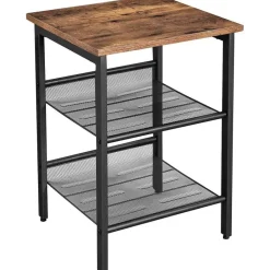 Merkloos Bijzettafel - met 2 verstelbare gaasplanken - industriële look - vintage bruin