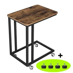 Merkloos Bijzettafel - met wieltjes - vintage look - 50x62x35 cm - vintage bruin Sale