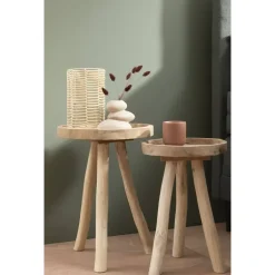 Leen Bakker Bijzettafel Damon - naturel - 50xØ35 cm Discount