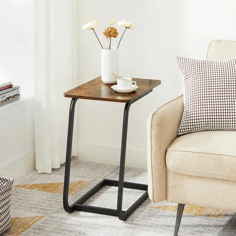 Merkloos Bijzettafel met Vintage Look - 50x62x35 cm - Zwart en Bruin Discount