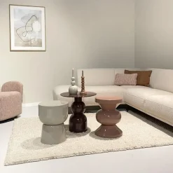 Livingfurn Bijzettafel Rond - Bruin Staal - 50x49,5x52,5cm - Brix Best