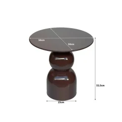 Livingfurn Bijzettafel Rond - Bruin Staal - 50x49,5x52,5cm - Brix Best
