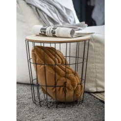 Leen Bakker Bijzettafel Tokio - zwart - 42xØ39,5 cm Clearance