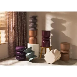 Leen Bakker Bijzettafel Vigo - paars - 43xØ35 cm Outlet