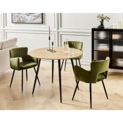 Beliani BJORKA - Ronde eettafel - Lichthout - 100 cm - MDF Outlet