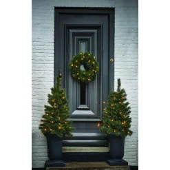 Black Box Trees Glendon Kerstkrans met LED Verlichting - Ø60cm - Groen Discount