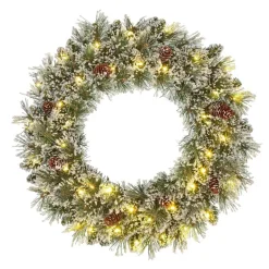 Black Box Trees Vandans Kerstkrans met LED - Ø60 cm - Groen Frosted Online