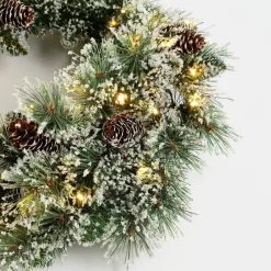 Black Box Trees Vandans Kerstkrans met LED - Ø60 cm - Groen Frosted Online