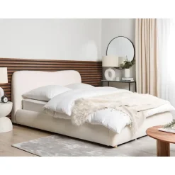 Beliani BLAGNAC - Bed met opbergruimte - Wit - 160 x 200 cm - Bouclé Clearance