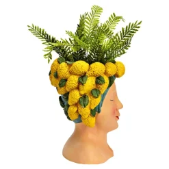 Merkloos Bloempot/vaas vrouwenhoofd - citroenenmeisje - 22 x 28 x 21 cm Clearance