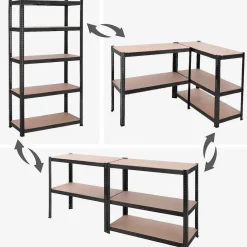 Bobbel Home Bobbel Garden- Stellingkast - 5 planken - 180 x 90 x 40 cm - Zwart New