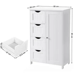 Bobbel Home - Badkamerkast - 4 laden - Houten - Wit Hot