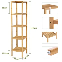 Merkloos Bobbel Home - Badkamerrek - 5 verdiepingen - Staand - Bamboe Hot