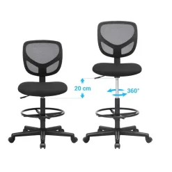 Bobbel Home - Ergonomische bureaustoel - Verstelbare voetsteun - Zwart Discount