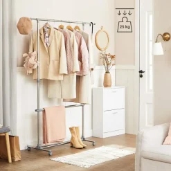 Parya Home Bobbel Home - Garderoberek - Met wieltjes - Hoogte verstelbaar - RVS - Zilver Clearance