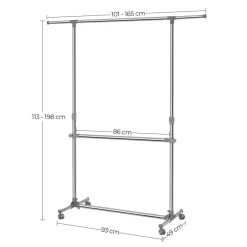 Parya Home Bobbel Home - Garderoberek - Met wieltjes - Hoogte verstelbaar - RVS - Zilver Clearance