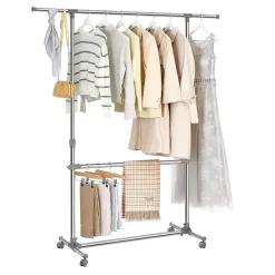 Parya Home Bobbel Home - Garderoberek - Met wieltjes - Hoogte verstelbaar - RVS - Zilver Clearance