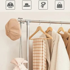 Parya Home Bobbel Home - Garderoberek - Met wieltjes - Hoogte verstelbaar - RVS - Zilver Clearance