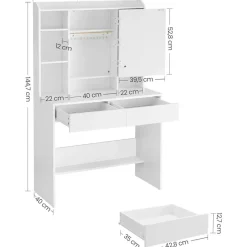 Parya Home Bobbel Home - Moderne Witte Make-up tafel met Instelbare LED Verlichting Discount