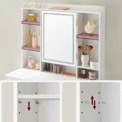 Parya Home Bobbel Home - Moderne Witte Make-up tafel met Instelbare LED Verlichting Discount