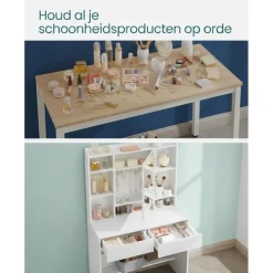 Parya Home Bobbel Home - Moderne Witte Make-up tafel met Instelbare LED Verlichting Discount