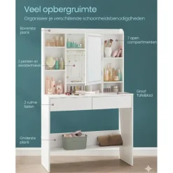 Parya Home Bobbel Home - Moderne Witte Make-up tafel met Instelbare LED Verlichting Discount