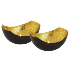 Bobbel Home - Waxinelichthouder set 2 stuks Kandelaar Love bowl vorm zwart mat Discount