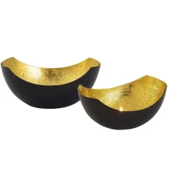 Bobbel Home - Waxinelichthouder set 2 stuks Kandelaar Love bowl vorm zwart mat Discount