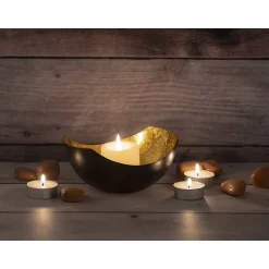 Bobbel Home - Waxinelichthouder set 2 stuks Kandelaar Love bowl vorm zwart mat Discount