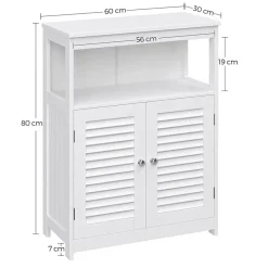 Bobbel Home - Witte Badkamerkast - Inclusief 2 Lamellendeuren - Landelijk - MDF Hot