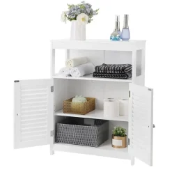 Bobbel Home - Witte Badkamerkast - Inclusief 2 Lamellendeuren - Landelijk - MDF Hot