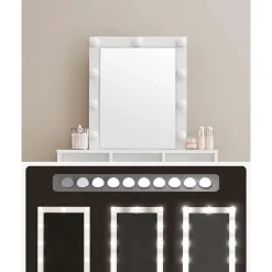 Bobbel Home - Witte Kaptafel - Rechthoekige spiegel - Gloeilampen Outlet