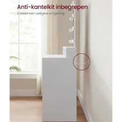 Bobbel Home - Witte Kaptafel - Rechthoekige spiegel - Gloeilampen Outlet