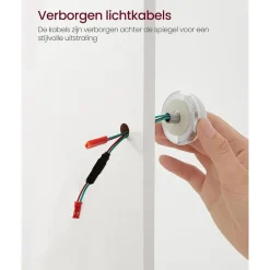 Bobbel Home - Witte Kaptafel - Rechthoekige spiegel - Gloeilampen Outlet