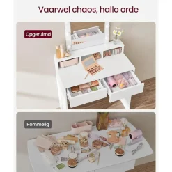Bobbel Home - Witte Kaptafel - Rechthoekige spiegel - Gloeilampen Outlet