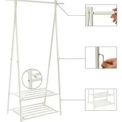 Parya Home Bobbel Home kledingrek kapstok met 2 schoenplanken Wit Discount