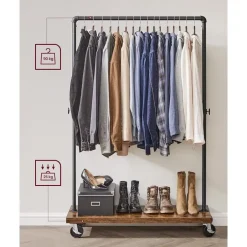 Bobbel Home Kledingrek Metaal - Zwart en bruin Discount