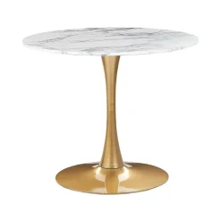 Beliani BOCA - Ronde eettafel - Wit/Goud - 90 cm - MDF Discount