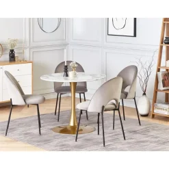 Beliani BOCA - Ronde eettafel - Wit/Goud - 90 cm - MDF Discount