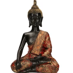 Merkloos Boeddha beeld - multikleur - zittend - polystone - 21 cm New