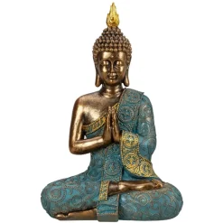 Merkloos Boeddha beeld Shaman - binnen/buiten - goud/jade - 20 x 30 cm Online
