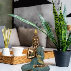 Merkloos Boeddha beeld Shaman - binnen/buiten - goud/jade - 20 x 30 cm Online