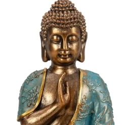 Merkloos Boeddha beeld Shaman - binnen/buiten - goud/jade - 14 x 23 cm Clearance