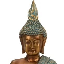 Merkloos Boeddha beeld Shaman - kunststeen - goud/jade - 17 x 25 cm New