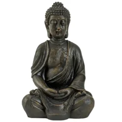 Merkloos Boeddha beeldje - binnen/buiten - kunststeen - 30 x 20 cm Online
