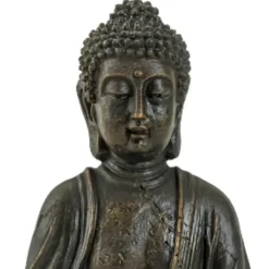 Merkloos Boeddha beeldje - binnen/buiten - kunststeen - 30 x 20 cm Online
