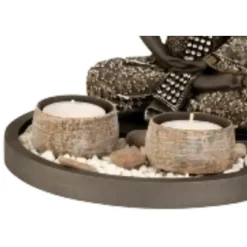 Merkloos Boeddha beeldje - kaarshouders - schaal - goud/zwart - 18 x 21 cm Hot