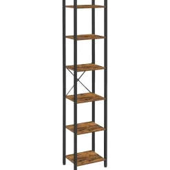 Dok Home Boekenkast - Opbergrek Met 6 Planken - Open Planken - Vintage - Bruin/Zwart