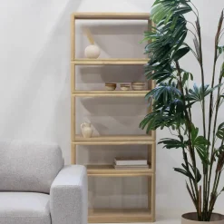 Giga Meubel Boekenkast Naturel Mangohout - 80x40x200cm - Noëlle Hot